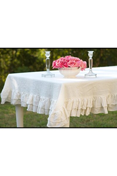 eyma home مفرش طاولة من القطن الخام مقاس 200×240 سم