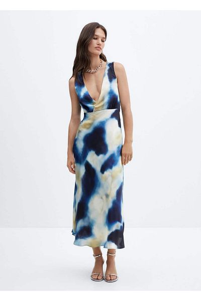 MANGO Woman Rochie din satin gradient