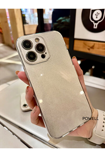 POWELL İphone 14PROMAX Kamera Korumalı Simli Renkli Darbe Emici Gri Silikon K...