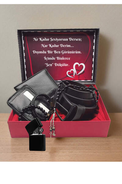 Sionar Cutie de zestre Damat Bohça, Set cadou pentru bărbați: curea, portofel...