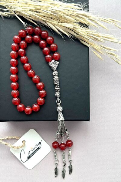 CRAZY TAKI TASARIM 8 Mm Genuine Agate Natural Stone 33 Pieces Rosary