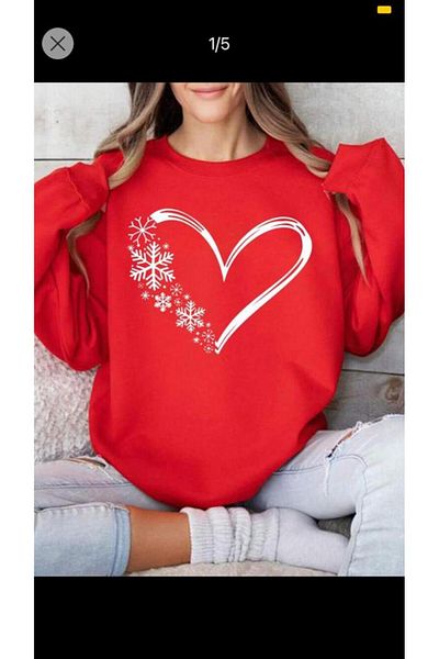 MAGORS Style-X Heart Printed Lovery Special Oversize Cotton Red Color Sweatshirt