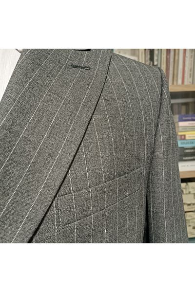 Querinca Gray Double-breasted Striped Suit