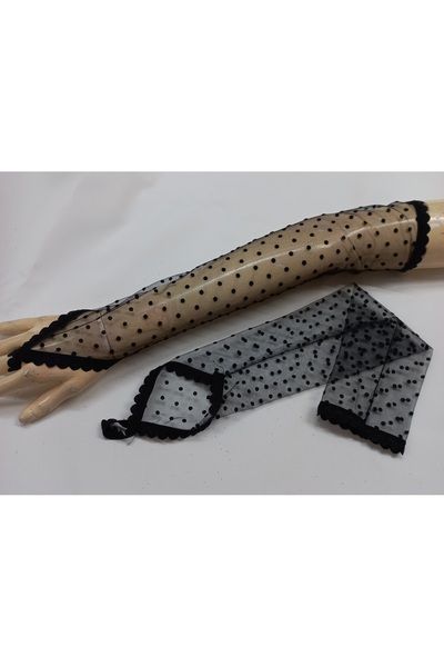 es moda shop Alessi puantiyeli parmaksız kolluk siyah