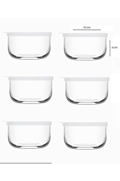 LAV duo saklama kabı cam kahvaltılık 6 lı - yuvarlak saklama seti beyaz