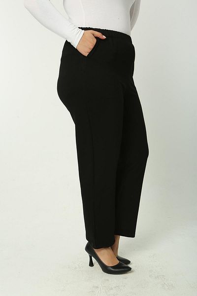 aryam butik Crystal Combed Cotton High Waist Elastic Waist Pocket Combed Cotton Trousers