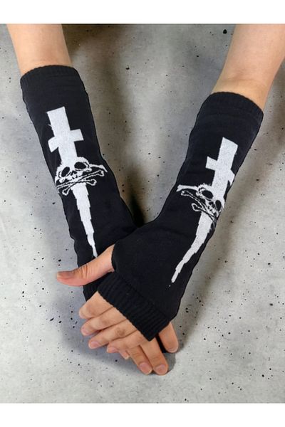 Bonapart Unisex Fashion Fashion Μαύρο Anime Γοτθικά καρό γάντια μανίκια