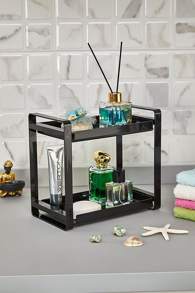 ASlife Home Raft organizator baie cu 2 niveluri Raft organizator bijuterii machiaj