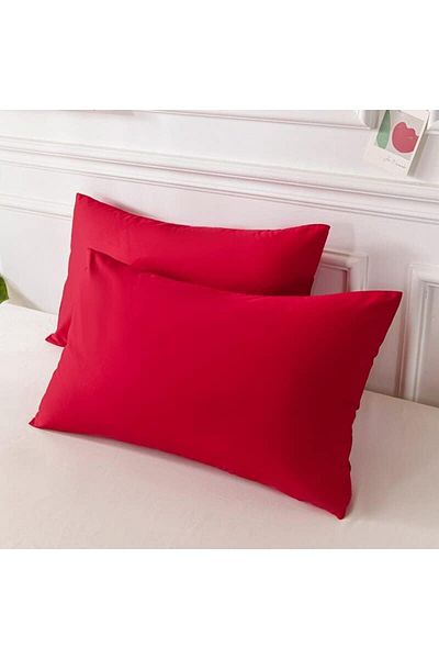 MERTİM Plain Cotton 2-Piece Pillow Case 50x70 Red