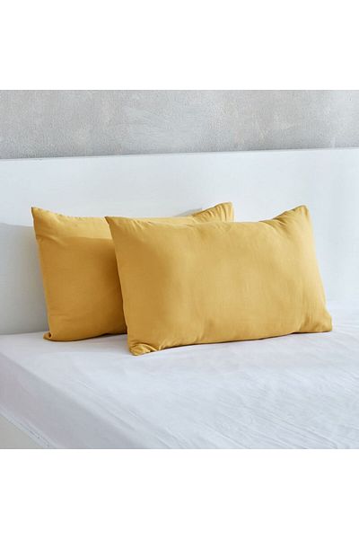 MERTİM Plain Cotton 2-Piece Pillow Case 50x70 Yellow