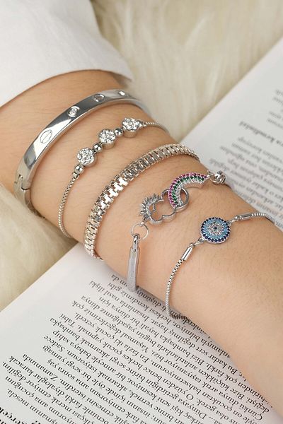 Jack Ferrero WOMEN'S 5-PIECE COMBIN ORIGINAL GOLD PLATED BRACELET SET