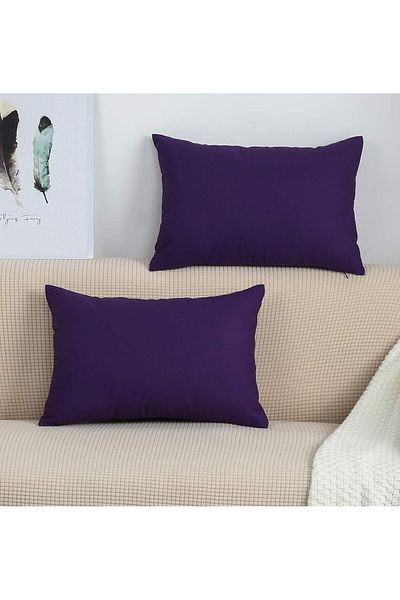 MERTİM Plain Cotton 2-Piece Pillowcase 50x70 Purple
