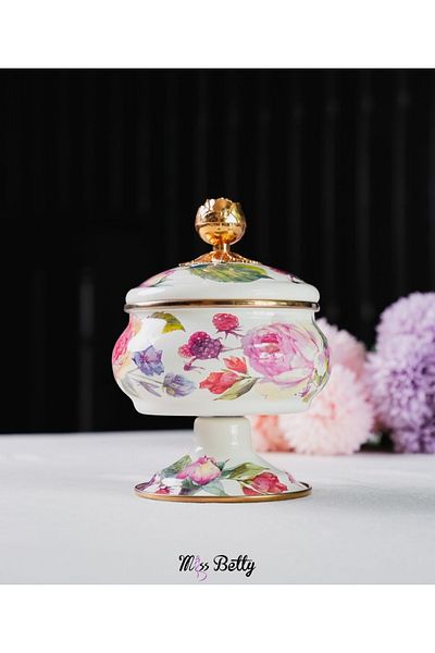 Miss Betty ROSE DELUXE VINTAGE ENAMEL CANDY HOLDER