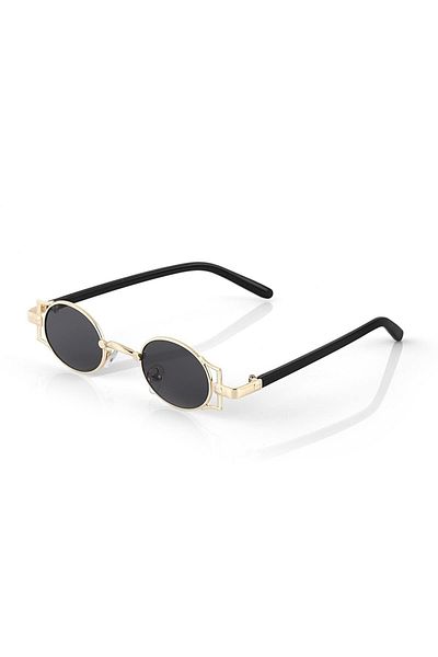 TomyHelf Women's Sunglasses Minimalist Detailed Gold Frame Black Glass