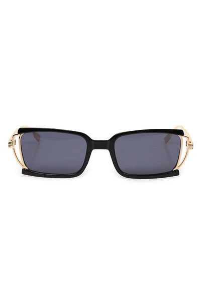 TomyHelf Black Frame Black Glass Metal Gold Handle Rectangular Women's Sunglasses