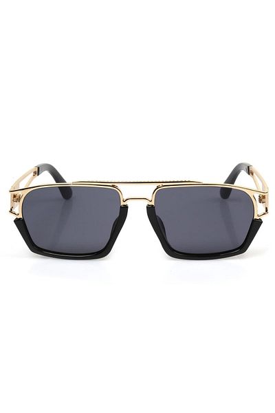 TomyHelf Unisex Sunglasses with Black Glass and Gold Frame