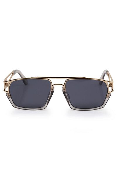 TomyHelf Unisex Sunglasses with Black Glass and Transparent-gold Frame