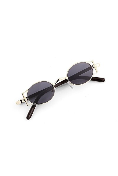 TomyHelf Women's Sunglasses Minimalist Detailed Gold Frame Black Glass
