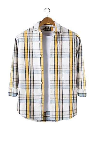 VEAVEN Sarı Regular Kalıp Gömlek Yaka Ekoseli Oduncu Gömlek