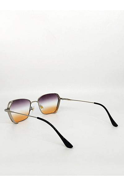 TomyHelf Rectangular Design Gray Metal Frame Black Gradient Glass Women's Sunglasses