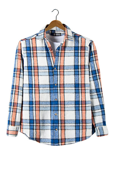 VEAVEN Μπλε Regular Fit πουκάμισο με γιακά καρό πουκάμισο ξυλοκόπο