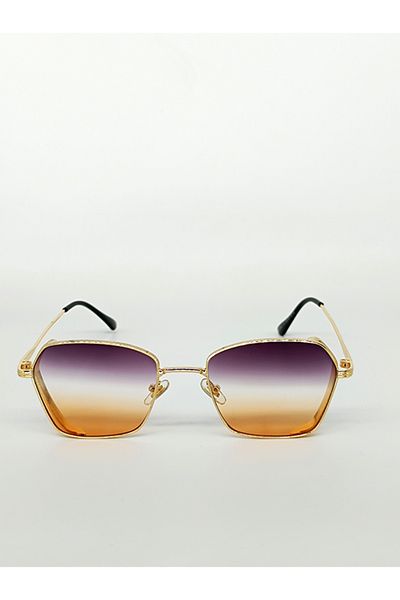 TomyHelf Dectangular Design Gold Frame Black Gradient Glass Women's Sunglasses