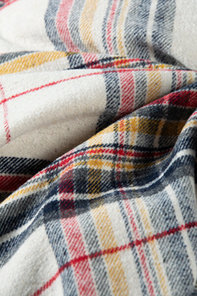 VEAVEN Κρεμ πουκάμισο με κανονική εφαρμογή γιακά καρό πουκάμισο ξυλοκόπο διπλής τσέπης