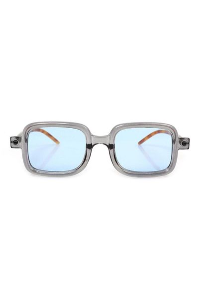 TomyHelf Women's Sunglasses Rectangle Transparent Blue Frame Blue Glass