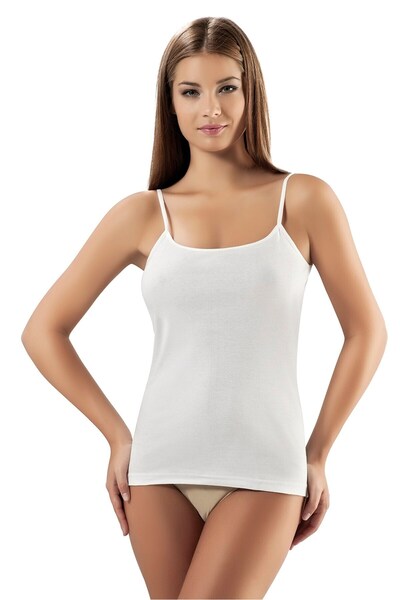 OBJE Beyaz Ribana Ip Askılı Atlet