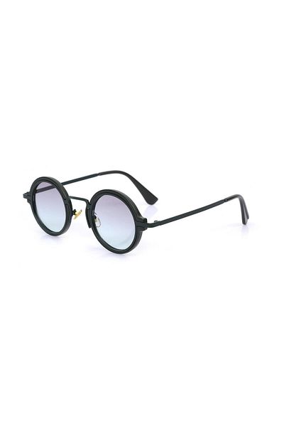 TomyHelf Uv400 Protected Khaki Frame Gradient Green Glass Round Women Sunglasses