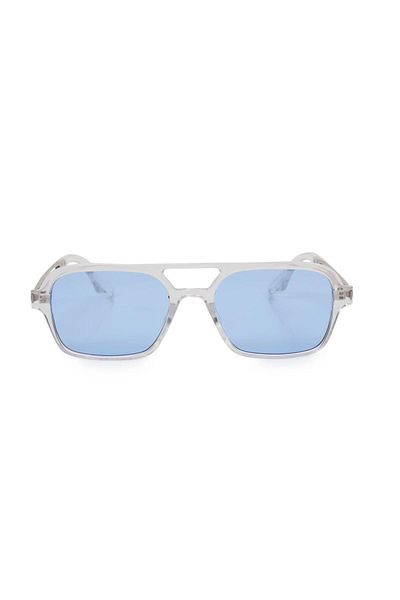 TomyHelf Transparent Frame Blue Glass Rectangle Women's Sunglasses