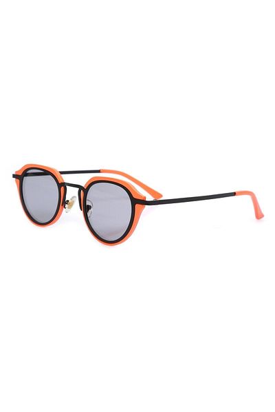 TomyHelf UV400 Protected Orange Frame Black Glass Oval Women's Sunglasses
