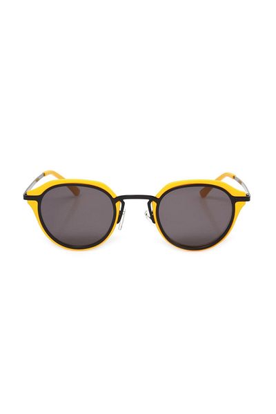 TomyHelf Women's Sunglasses Oval Yellow Frame Black Glass