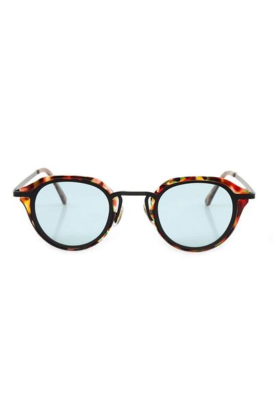 TomyHelf Uv400 Protected Patterned Frame Blue Glass Oval Women's Sunglasses