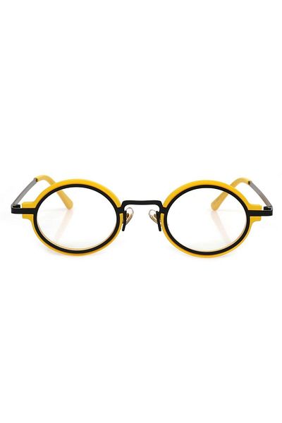 TomyHelf U400 Protected Yellow Black Frame Clear Glass Oval Women Sunglasses