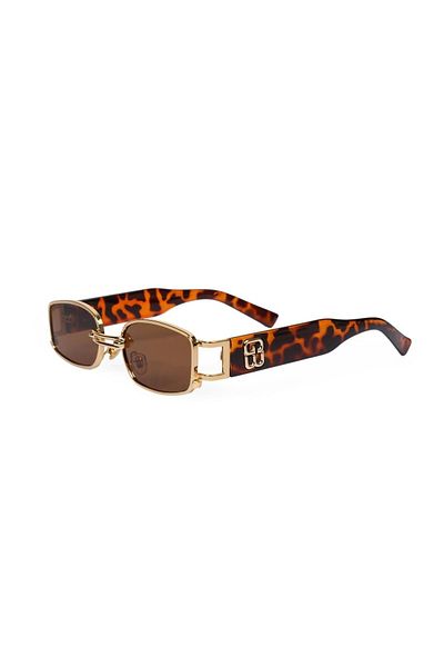 TomyHelf Women's Sunglasses Retro Rectangular Brown Frame Brown Glass Without Ring With Logo