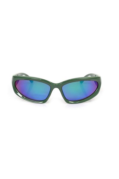 TomyHelf Cycling Glasses Green Frame Blue Mirrored Wind Protection