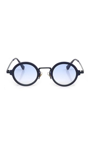 TomyHelf Uv400 Protected Dark Blue Frame Blue Gradient Glass Round Women's Sunglasses