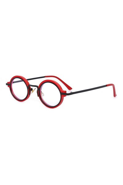 TomyHelf Blue Light Protective Red Black Frame Oval Glasses