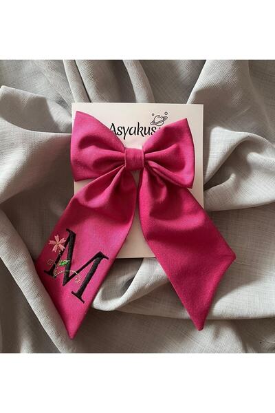 asyakuş إبزيم أوتوماتيكي بفيونكة وردية مطرزة بحروف