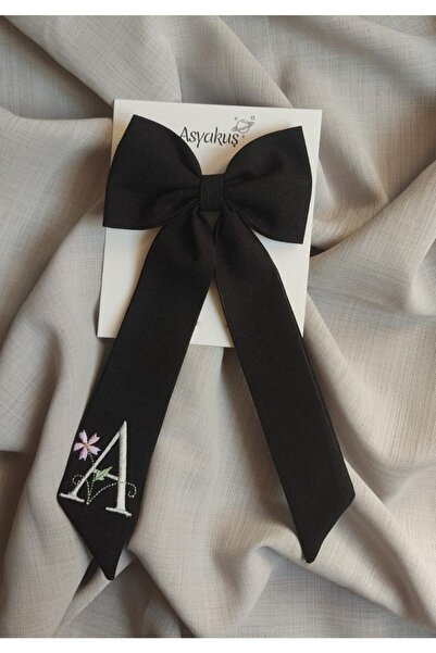 Letter Embroidered Black Bow Automatic Buckle-A