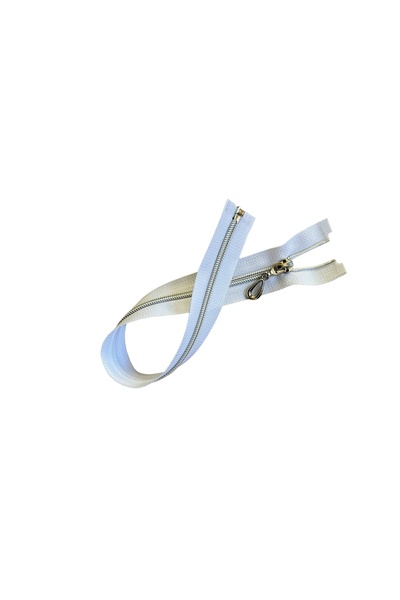 e tuhafiye White Silver Threaded T10 Nylon Zipper(40 cm)