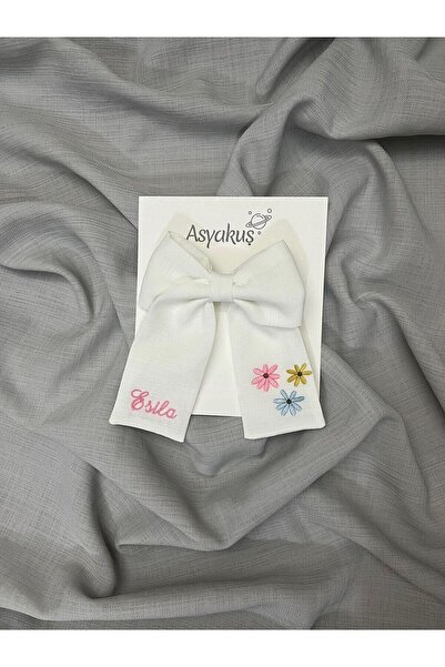 asyakuş الاسم والزهور المطرزة القوس مشبك تلقائي