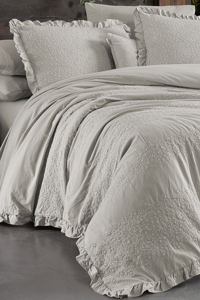 Sarev Σετ κρεβατιού Girona Beige Mood Comfort Διπλό 100% βαμβακερό πλενόμενο σετ κρεβατιού διπλής όψης