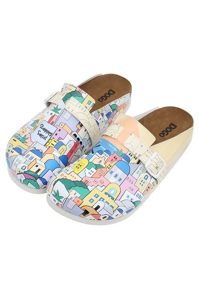 Dogo Women's Vegan Leather Beige Slippers - Stunning Sunset Design