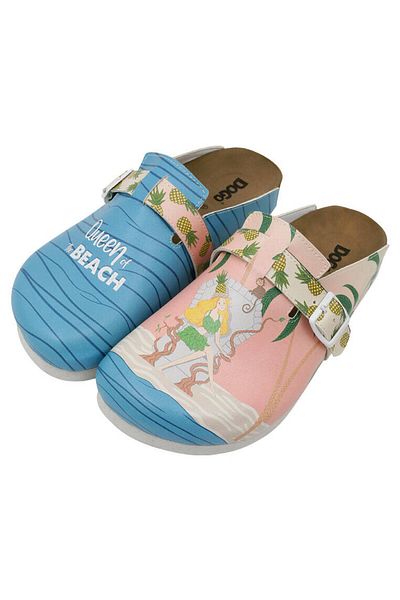 Dogo Women's Vegan Leather Multicolored Slippers - Queen Of The Beach Design