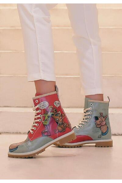 Dogo Kadın Vegan Deri Kırmızı Uzun Bot - Warner Bros Hungry Doo Scooby Doo Tasarım