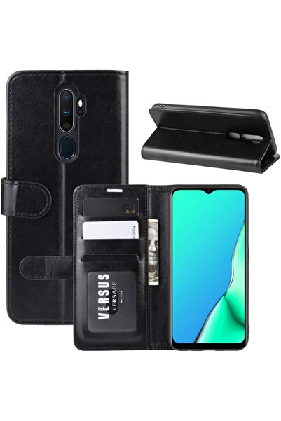 m.tk moveteck Oppo A5 2020 Kılıf Tam Kaplar Deri Dokulu Kapaklı Kartvizit Böl...