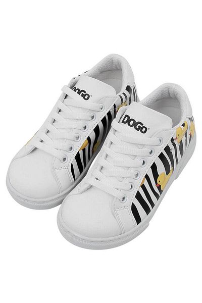 Dogo Pantofi albi din piele vegană pentru copii unisex - Ducky Design
