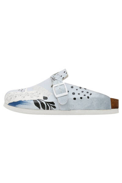 Dogo Papuci de damă din piele vegană albastră - Birds Chirping Design